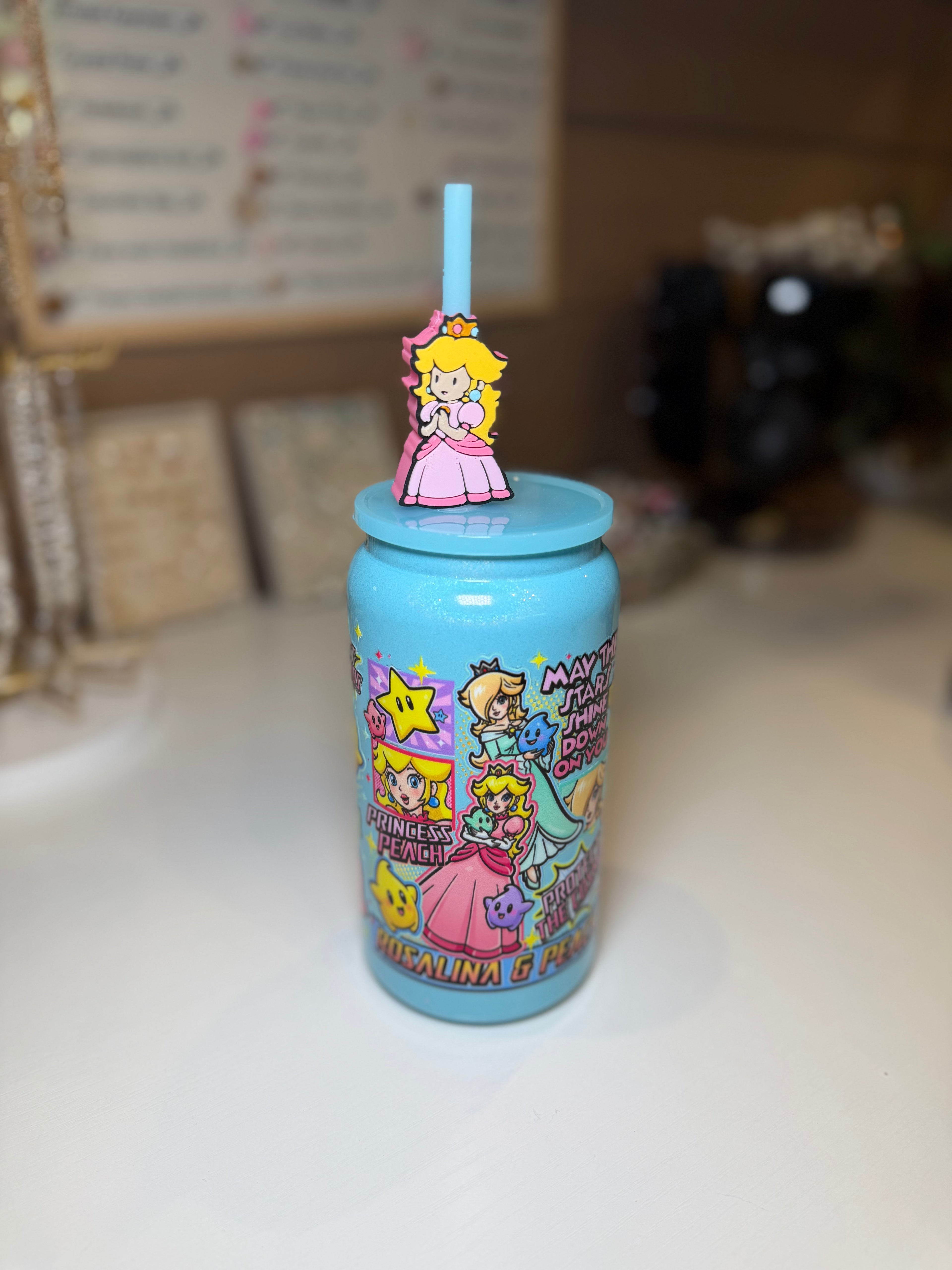 Princess Peach & Rosalina tumbler w/ Princess Peach topper