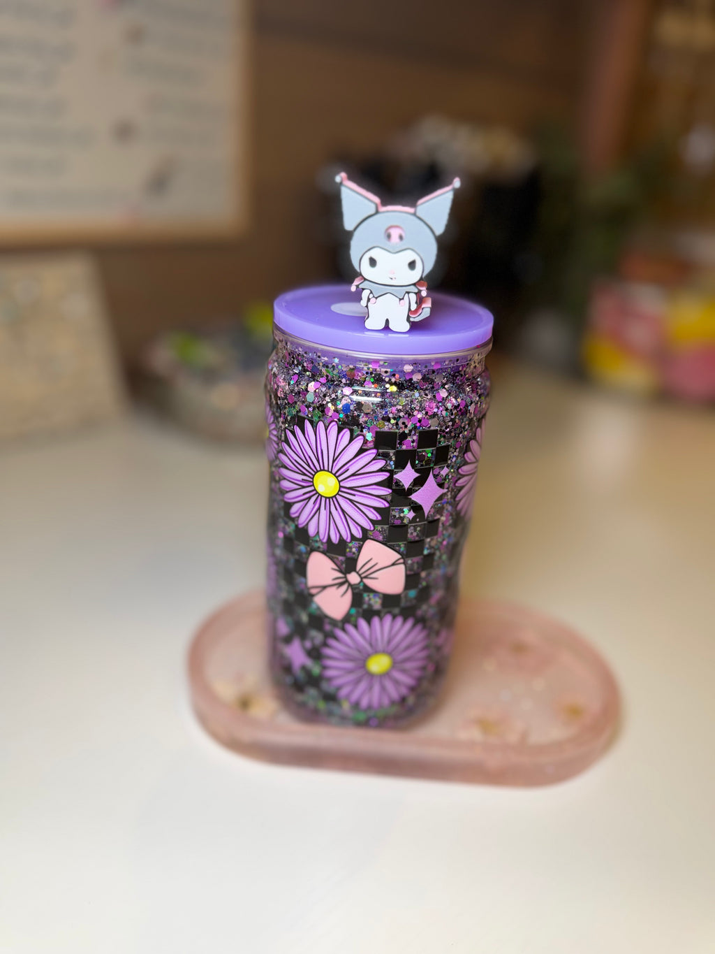 Kuromi Tumbler w/ straw decoration