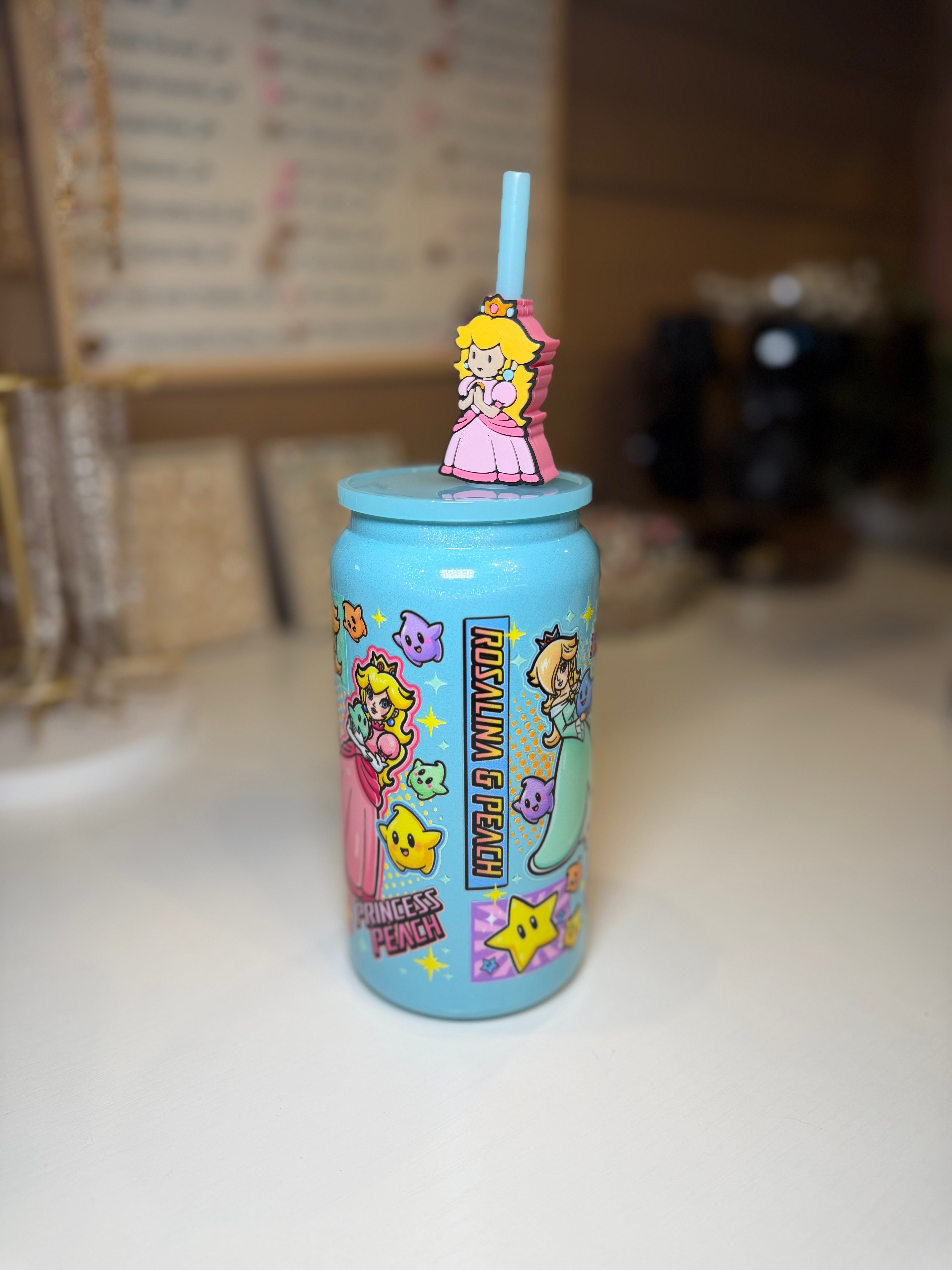 Princess Peach & Rosalina tumbler w/ Princess Peach topper