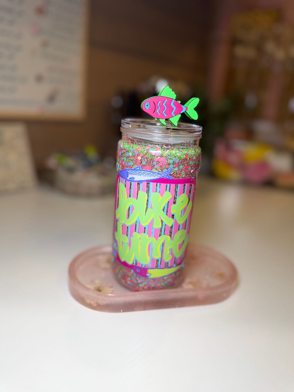 Lake Time Tumbler w/ straw decoration