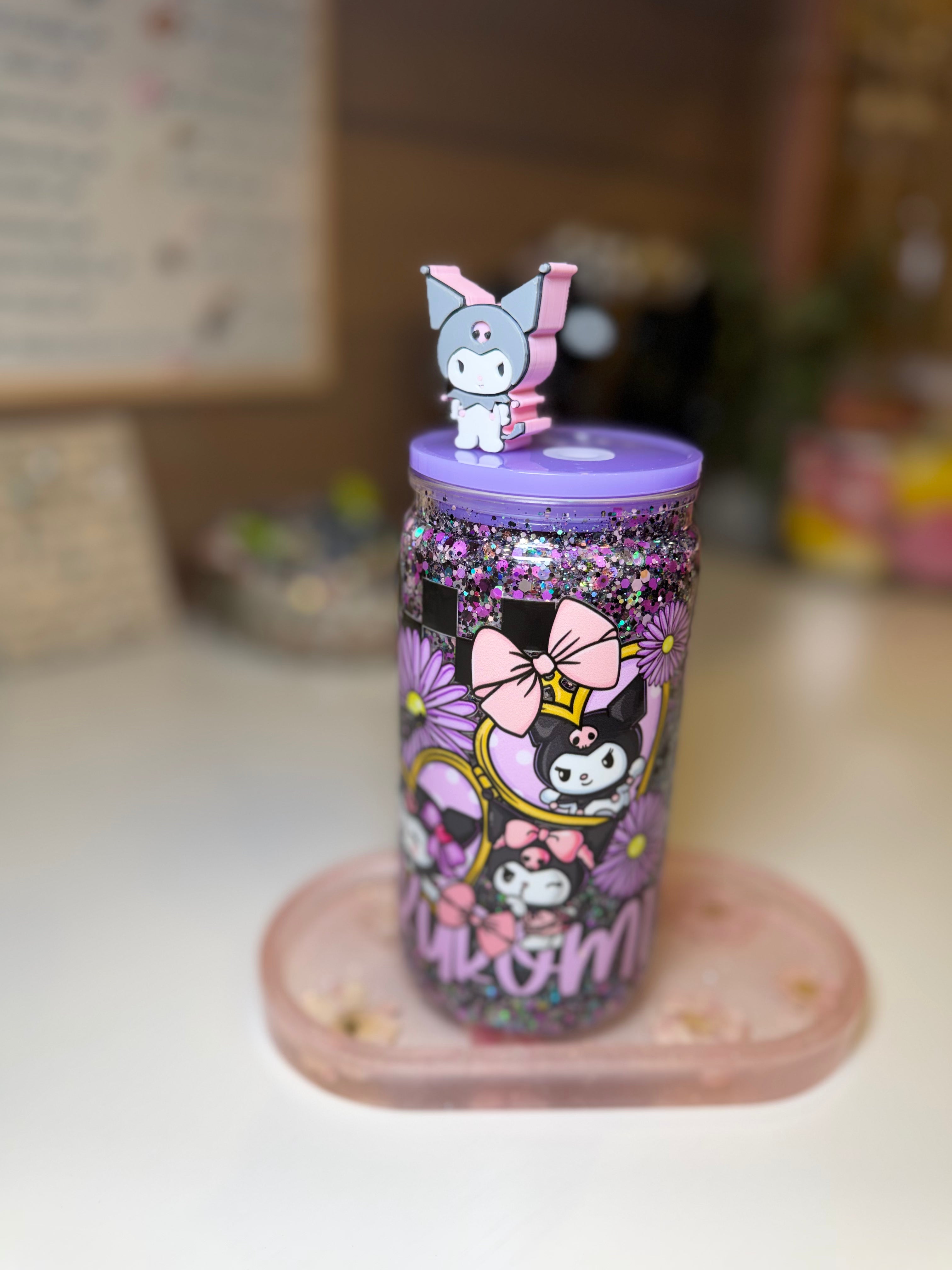 Kuromi Tumbler w/ straw decoration