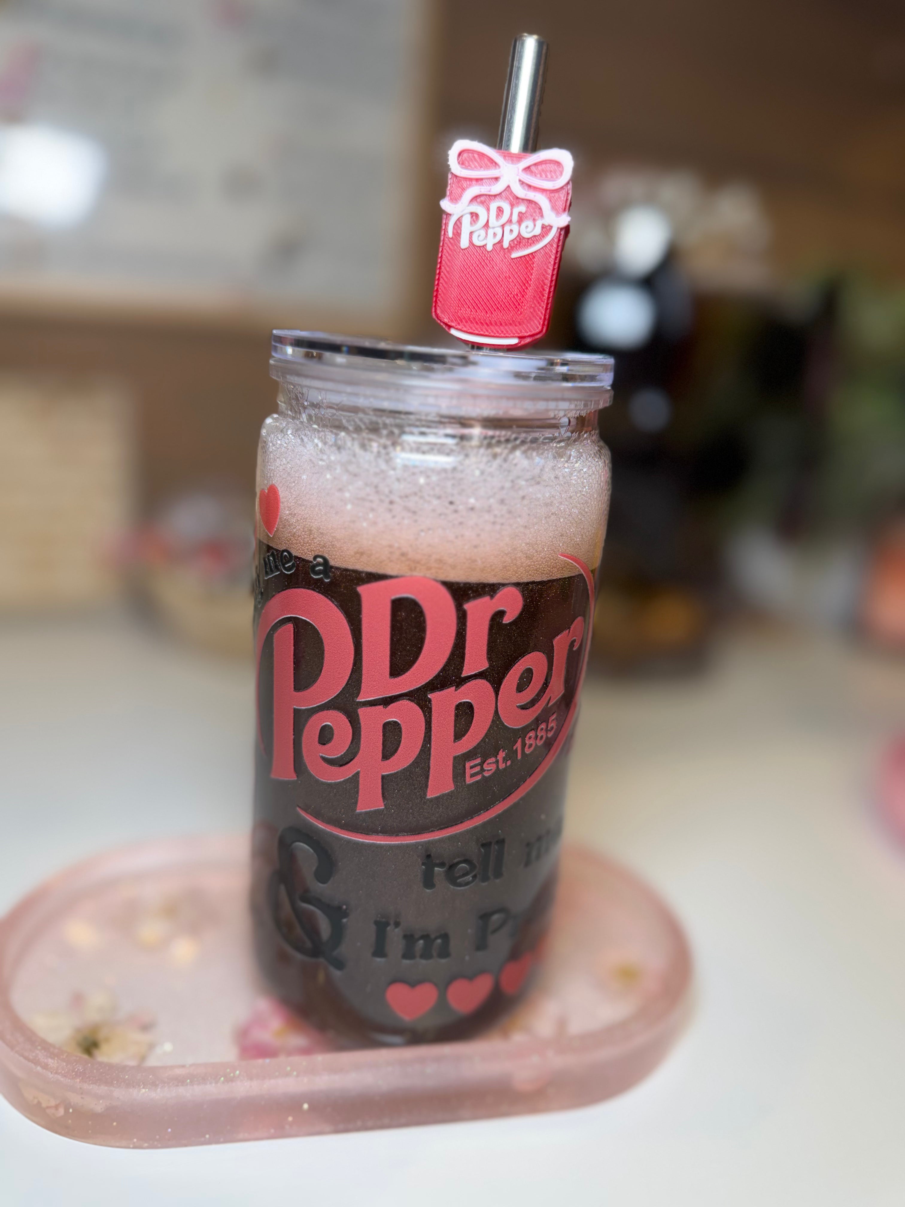 Dr Pepper tumbler w/ Dr Pepper straw