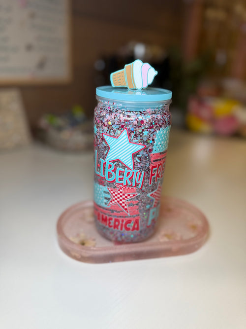 America Tumbler w/ straw decoration