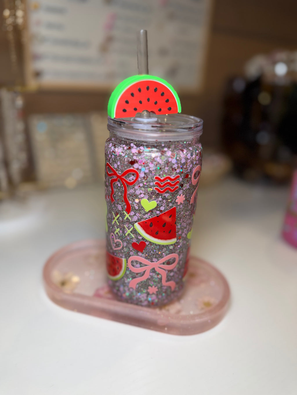 Summer Watermelon Tumbler w/ Watermelon straw
