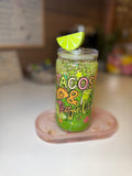 Tacos & Tequila Tumbler w/ straw decoration