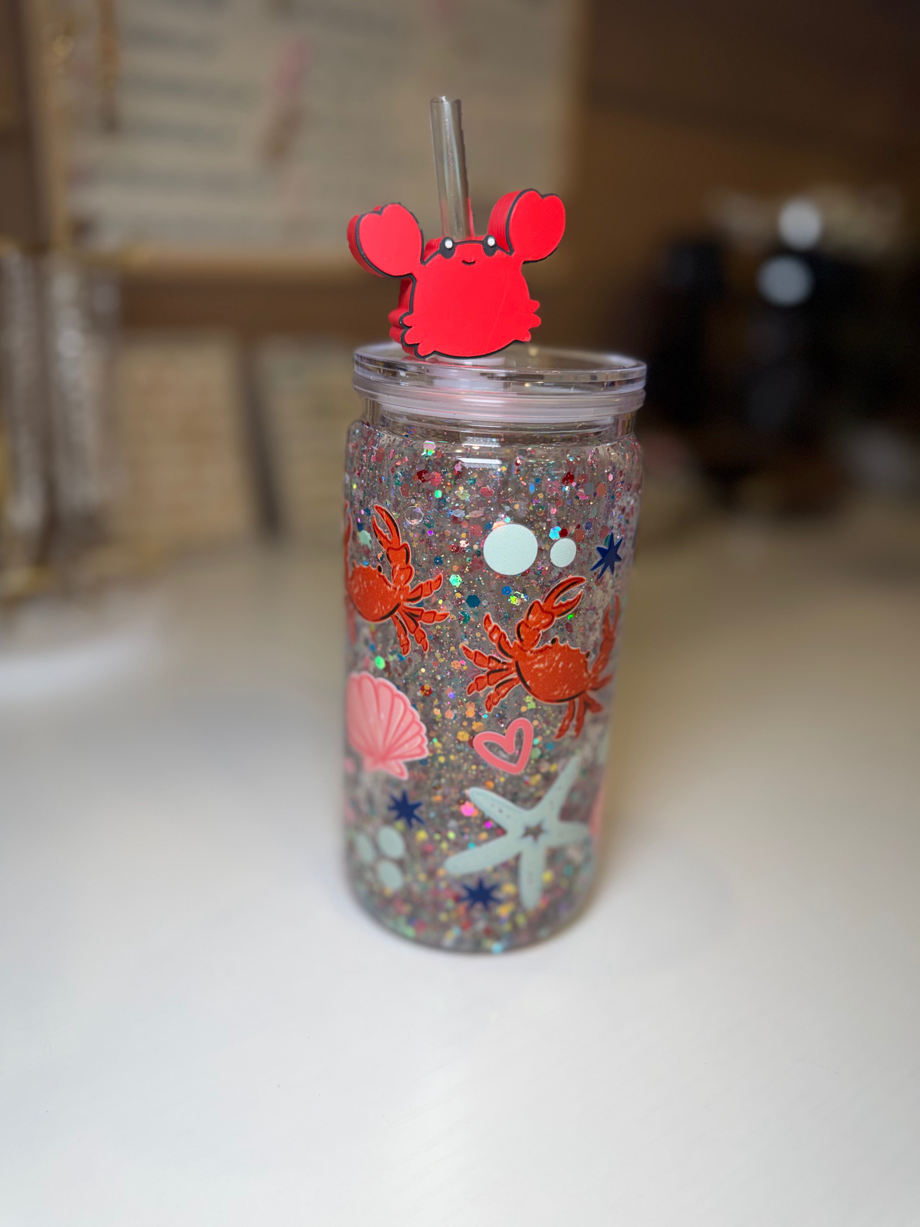 Salty / Crabby tumbler w/ crab topper