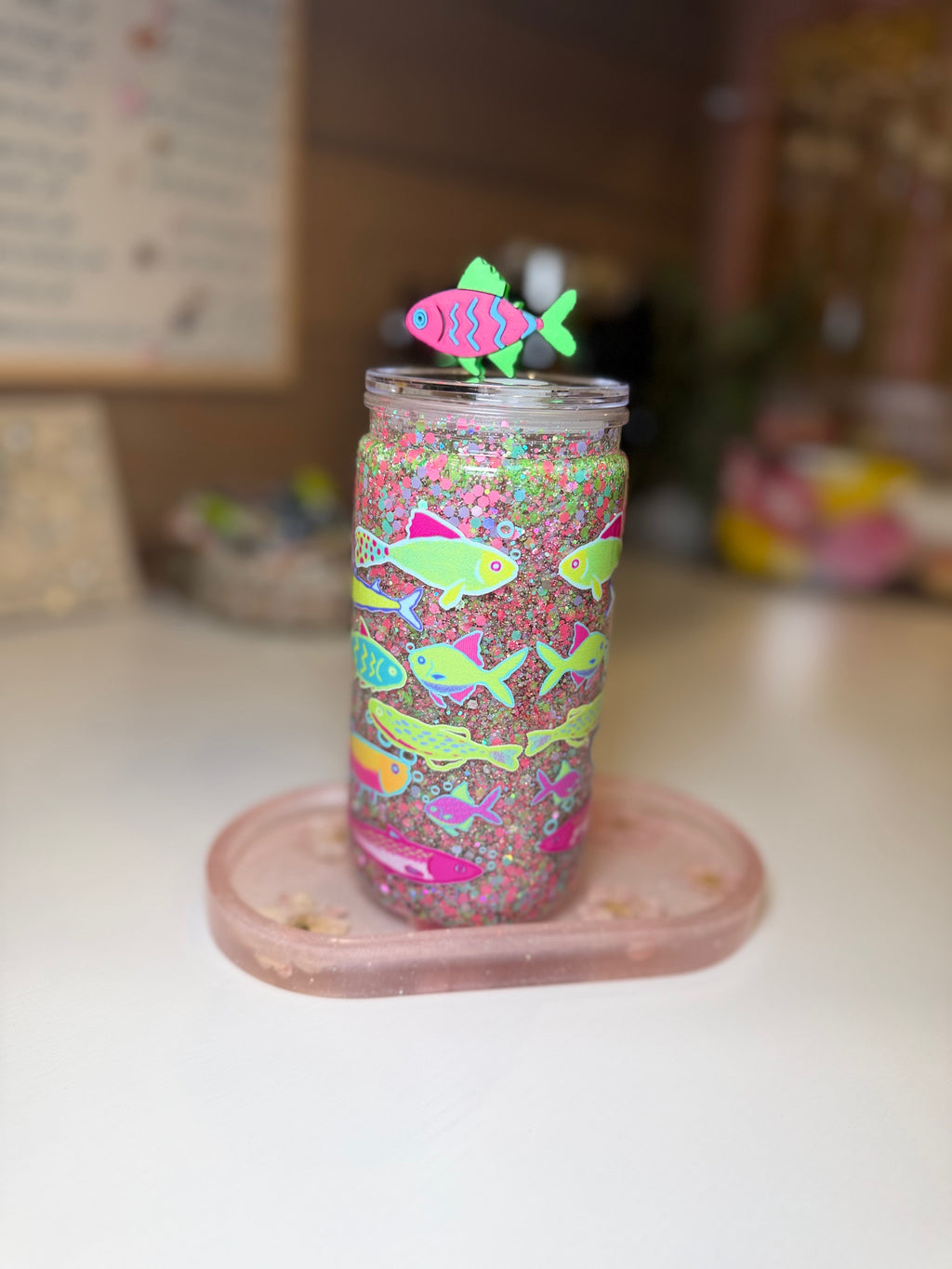 Lake Time Tumbler w/ straw decoration